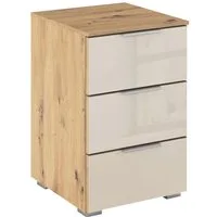 OTTO home Nachtkommode Nachttisch Nachtschrank Nachtkonsole AGORDO mit Glasfront (in zwei Griff-Farben, Breite 40 cm), mit 3 geräumigen Schubladen für viel Stauraum MADE IN GERMANY