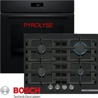 BOSCH Gasherd-Set Gasherd Herdset Autark Pyrolyse Backofen +GAS Glaskeramik Kochfeld NEU, Pyrolyse-Selbstreinigung, Pyrolyse + Hydrolyse