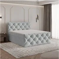 Masseno Boxbett ROVARI 160x200 cm mit Bonell Matratze und Topper, Doppelbett, Polsterbett mit Kopfteil, Boxspringbett