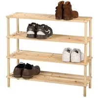 Urban Living Schuhregal 4-Etagen Schuhregal aus Holz Schuhablage Schuhe Regal, Natur, Größe: B73,5 x T26 x H68 cm