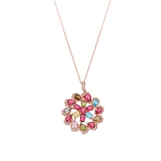 Luxenter-Halskette aus Metalllegierung und mehrfarbigem Zirkonia mit 18-karat-Roségold - Casil