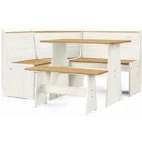 HTI-Living Eckbank Eckbankgruppe Marija (Set, 3-St., 1 Esstisch, 1 Eckbank mit Rücklehne, 1 Sitzbank), Esstisch Eck- und Sitzbank Landhausstil