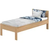 ERST-HOLZ Massivholzbett Zeitloses Einzelbett 90x200 Buche massiv lackiert mit Zubehör, Buche farblos lackiert