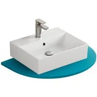 Aqua Bagno Waschbecken Aufsatzwaschbecken 50cm weiß eckig wandhängend Waschtisch (Packung)