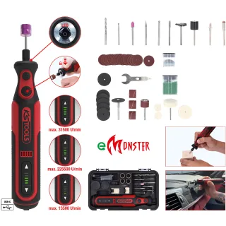 KS Tools eMONSTER Akku-Multifunktionswerkzeug-Satz mit 50 Zubehörteilen - 515.3990