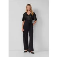 s.Oliver Jumpsuit Overall Festlicher Overall mit Pailletten und Bindegürtel