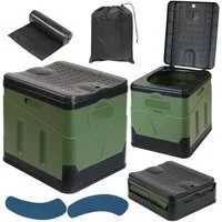 AKKEE Campingtoilette Faltbare Mobile Toilette Campingtoilette max 150 kg, 12 Toilettenbeuteln