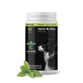 Peticare Ergänzungsfutter Fell & Haut Pulver für Hunde 125g