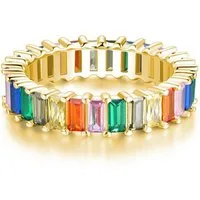 Lisandra Scott Silberring 18K Rainbow Baguette Ring 925 Sterling Silber mit Regenbogen Steinen, Funkelnd in allen Farben – dein Statement-Ring für jedes Outfit