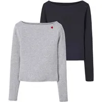 jonen Langarmshirt gerippte Mädchen Shirts 2er-Pack