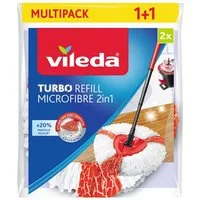 Vileda Vileda TURBO Refill Microfibre 2in1 Ersatzkopf Doppelpack Wischbezug (Mikrofaser, 27, 2-tlg., Ersatzkopf mit Dreiecksform - für alle Oberflächen geeignet)