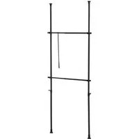 en.casa Kleiderständer, »Kemi« Teleskopgarderobe mit 2 Garderobenstangen Stahl Schwarz