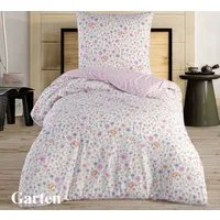 Leonado Vicenti Wendebettwäsche 155x200 Bezug 80x80 Kissen Set Hochwertige Polycotton Rosa Blumen, Renforcé, 2 teilig, mit verdecktem Reißverschluss, Wendebettwäsche