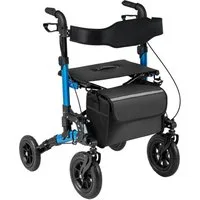 COSTWAY Rollator, Faltbar und leicht mit Sitz, Tasche & Stockhalter, bis 136 kg