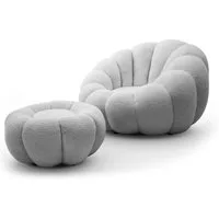 Lookway Drehsessel FLUFFY mit Fußhocker Bequemer Relaxsessel für Wohnzimmer (1x Sessel 1x Fußhocker), Drehsessel