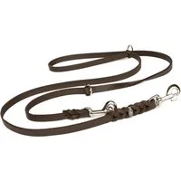CopcoPet Hundeleine Fettlederleine Hundeleine geflochten dreifach verstellbar, Leder, Führerleine, zum umhängen, pflanzlich gegerbt, verschiedene größen