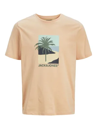 JACK&JONES - JJBARBADOS TEE SS CREW NECK peach parfait - Gr. - XL