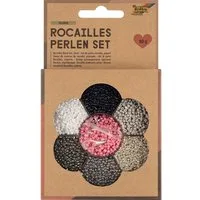 Folia Bastel-Armband 12909 - Rocailles Perlen Set, SILBER, ideal, um eigenen Schmuck zu ges