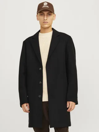 JACK&JONES - JJEHARRISON WOOL BLEND COAT SN black - Gr. - M