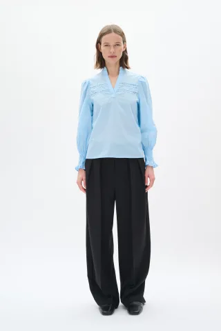 Langarm-Bluse Gerade Passform Bleached Blue