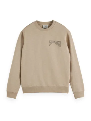 Scotch & Soda - Sweatshirt mit Logo auf der linken Brust beige - Gr. - XL