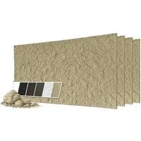Hexim 3D Wandpaneel, (Steinoptik 4 Stück 120x60cm – Felswand PU Wandverkleidung, Täuschend echte Bruchstein 3D Paneele für Wohnzimmer – 2cm starke Stone Steinplatte (2,88m² Beige)
