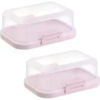 Engelland Butterdose Stapelbare Butter-/Käsedose, Kunststoff, (Vorteils-Set, 2-tlg., mit sicherem Klickverschluss), stapelbar, platzsparend, Ordnung im Kühlschrank, BPA-Frei, Mehrzweck