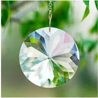 FOUORTUNATE-BEE Windspiel Runder transparenter Bauhinien-Anhänger mit Kette – Sonnenfänger, Großes Fensterprisma Deko – Lichtfänger für Regenbogen