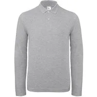 B&C Langarm-Poloshirt Herren Long Sleeve Polo ID.001 / 100 % Baumwollpiqué