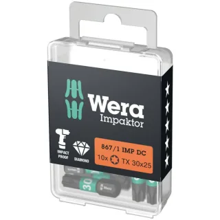 Wera 867/1 IMP DC TORX DIY Impaktor Bits, TX 30 x 25 mm, 10-teilig - 05057626001