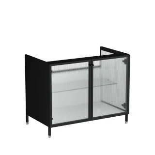 VitrA Liquid Waschtischunterschrank mit 2 Glastüren Bodenmontage 100/125 cm Schwarz,66741 66741