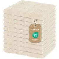 Lavea Seiftuch 10er Gästehandtücher Set 30x30 cm Elena Frottee, kleine Waschlappen, 100% Baumwolle (10er Set), 500 g/m² Frottier, weich & saugstark, pflegeleicht