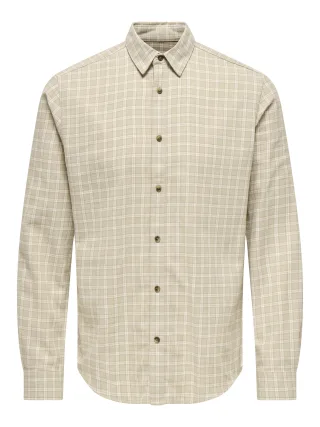 ONLY&SONS - ONSGUDMUND LS CHECKED SHIRT NOOS Silver Lining - Gr. - L