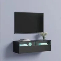 radelldar Lowboard mit LED-Beleuchtung, TV-Schrank, hängend (1 St), 100 cm breit, griffloses TV-Board, 2 Schubladen mit Acryl
