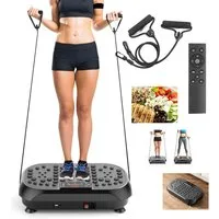 kehot Vibrationsplatte Vibrationsplatte mit Doppelmotoren, Fernbedienung & Trainingsbänder, 200 W, 99 Intensitätsstufen, Mit Magnetfeldmassage, LED-Lichteffekt und leisem Betrieb für Zuhause