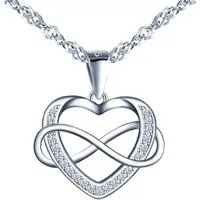 ELLAWIL Silberkette Halskette Herz Anhänger Zirkonia Infinity Unendlichkeitssymbol Liebe (GESCHENKIDEE, Valentinstag, Kettenlänge 45 cm, Sterlingsilber 925), inklusive Geschenkschachtel