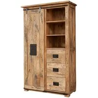 Massivmoebel24 Dreh-/Schwebetürenschrank RAILWAY (Schrank Mango 100x45x175 natur lackiert RAILWAY #114) Schrank Mango 100x45x175 natur lackiert RAILWAY #114