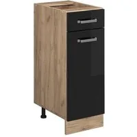 Vicco Unterschrank R-Line, Schwarz Hochglanz/Goldkraft Eiche, 30 cm ohne Arbeitsplatte (1-St)