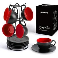 MiaMio Cappuccinotasse 6 x 175ml Cappuccino Tassen / Cappuccinotassen Set Innen Farbig
