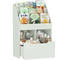 HOMCOM Kinderregal Kinder Bücherregal mit Schublade, 3 Ablagefächern, Aufbewahrungsregal 1-tlg., für Kinderzimmer, Spielzimmer, Hellgrün, 60 x 29,9 x 90 cm