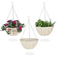 relaxdays Blumenampel Geflochtene Blumenampel im 3er Set