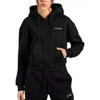Smilodox Kapuzenstrickjacke Enara, Strickjacke mit Frontzipper und Kängurutasche, Sweatjacke gesticktes Logo weicher Stoff bequeme Kapuzenjacke Freizeit Sport