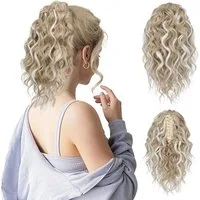 Zaewry Haarspange 31CM kurze Klauen Pferdeschwanz Haarverlängerung, gewellte, lockige Pferdeschwanz mit Kinnclip