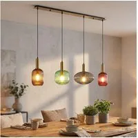 GLOBO LIGHTING Hängeleuchte, Leuchtmittel nicht inklusive, Hängelampe Esstischleuchte Pendellampe Glas bunt 4 flammig H 120 cm