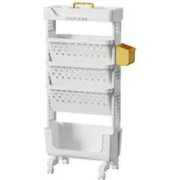OSTWOLKE Bücherregal mit Rollen Bücherwagen Bastelwagen Dokumentenwagen 5 Ebenen Organiser, Schmal Aufbewahrungswagen für Wohnzimmer Schlafzimmer Büro Bibliothek