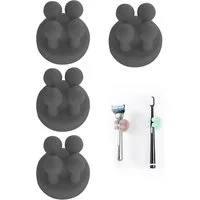 FOUORTUNATE-BEE Zahnbürstenhalter Silikon Zahnbürsten- & Rasiererhalter, 4-teiliges Set, selbstklebend, Multifunktionale Wandhaken für Badezimmer, einfach anzubringen