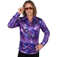 thetru Kostüm Discohemd lila, Dieses 70er Jahre Hemd macht jeder Discokugel Konkurrenz!