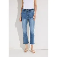 MORE&MORE Regular-fit-Jeans coole, verkürzte Jeans, Fransensaum