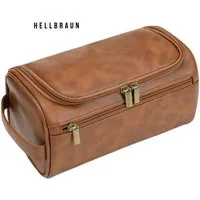 Renna Leather Kulturbeutel Leder Kosmetiktasche mit 2 Fächern für Reise