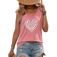 PYLIKE Achselhemd Shirts Damen Casual Zebrastreifen Ausgefallene bequemes Tanktop
